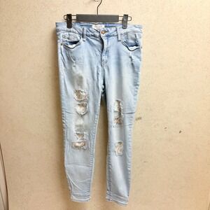 Judy Blue Los Angeles 11/30 Women Light Wash Distressed Floral Patch Skinny Jean